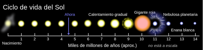 La figura 1 muestra el ciclo de la existencia del Sol