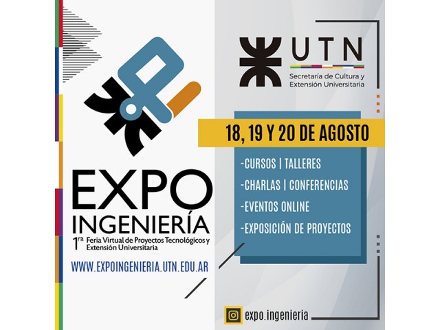Entre el 18 y el 20 de agosto se realizará la Expo Ingeniería online