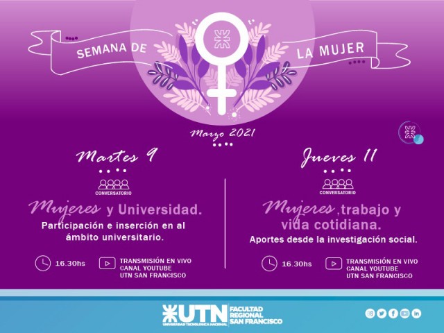 UTN San Francisco prepara actividades especiales en la Semana de la Mujer