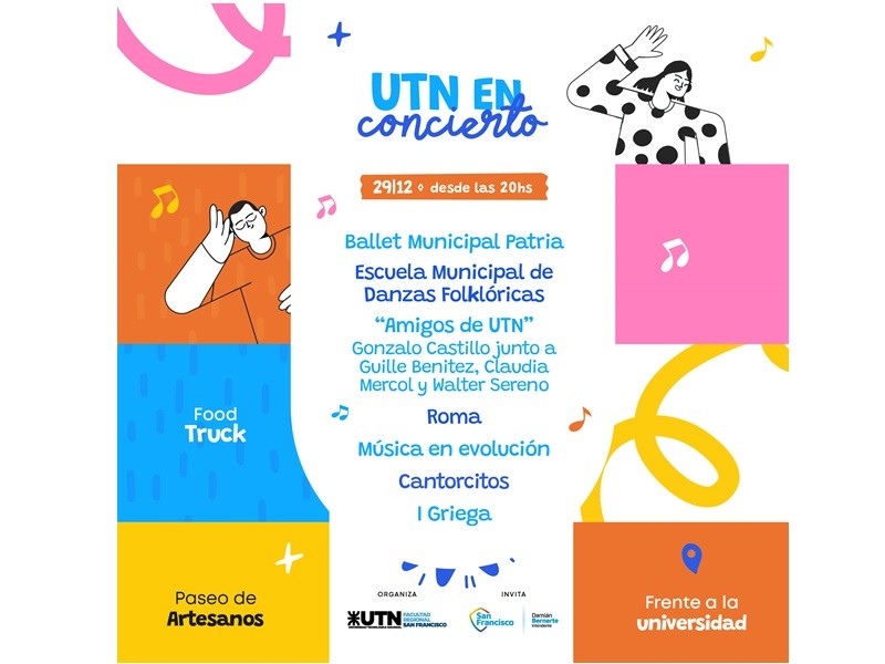 Esta es la grilla confirmada para UTN en Concierto 