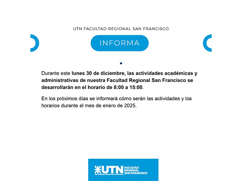 Este lunes 30 habrá modificaciones de horarios de las actividades en nuestra Facultad 