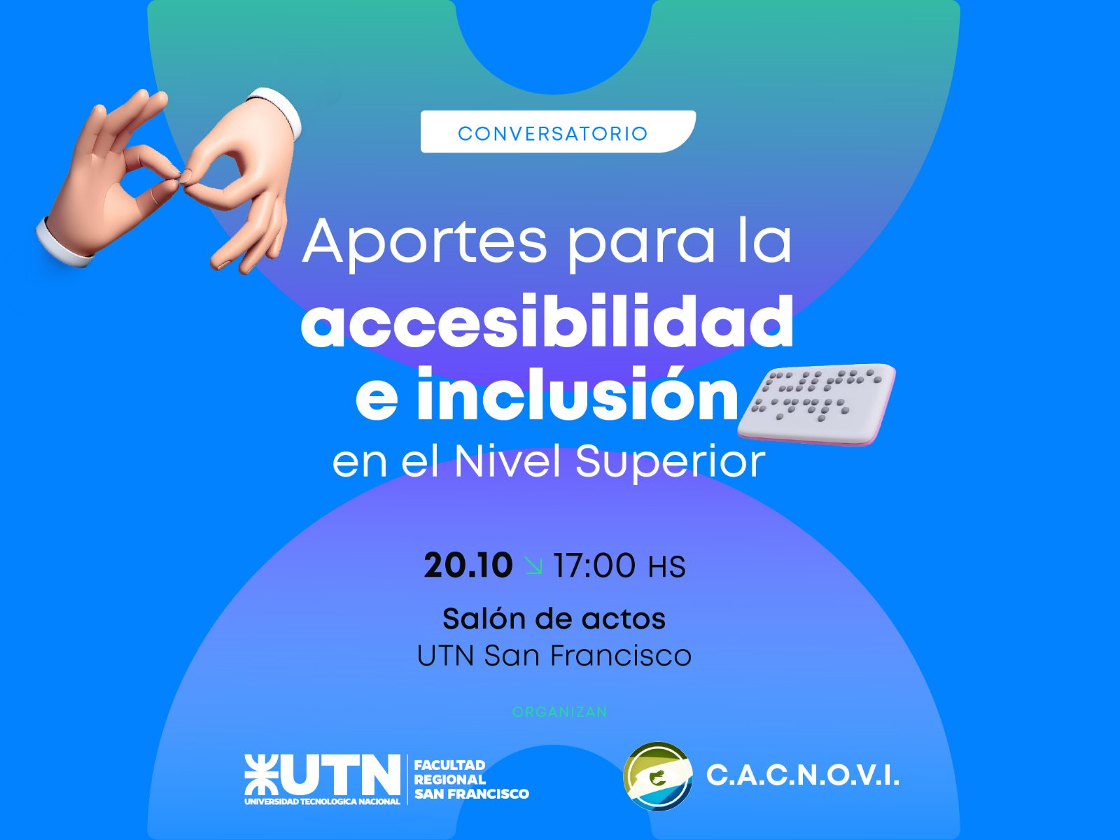 Mes del Bastón Blanco: UTN San Francisco y CACNOVI realizarán un conversatorio sobre accesibilidad e inclusión en la educación superior